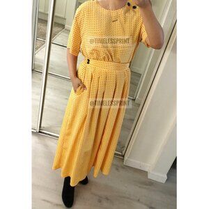 Vintage/Retro Yellow/Black Dots Shirt/Skirt Set